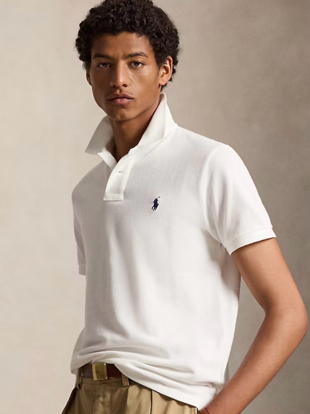 Ralph Lauren White Polo Shirt with Navy Pony Logo